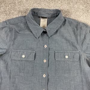 Patagonia Chambray Shirt Womens 6 Featherstone Western Button Up Organic